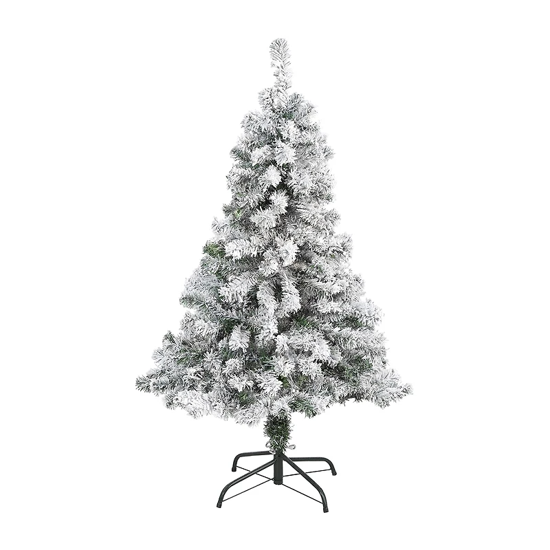 Nearly Natural 4 Foot Rock Springs Flocked Spruce Christmas Tree