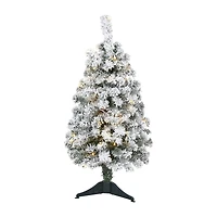 Nearly Natural 3 Foot Flocked Rock Springs Spruce Pre-Lit Christmas Tree