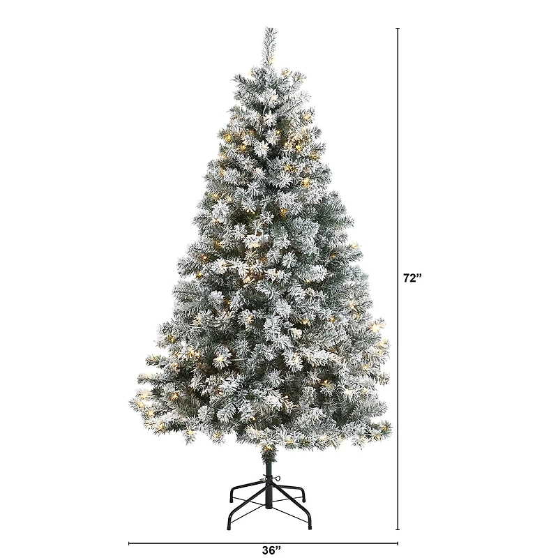 Nearly Natural 6 Foot Flocked Rock Springs Spruce With 250 Clear Led Lights Pre-Lit Christmas Tree