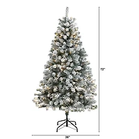 Nearly Natural 6 Foot Flocked Rock Springs Spruce With 250 Clear Led Lights Pre-Lit Christmas Tree