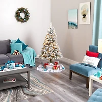 Nearly Natural 5 Foot White River Mountain Flocked Pine With Pinecones And 150 Clear Led Lights Pre-Lit Christmas Tree