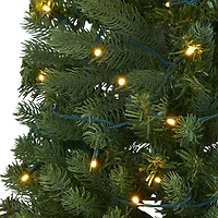 Nearly Natural 4 Foot Flat Back Wall Hanging Pine Pre-Lit Christmas Tree