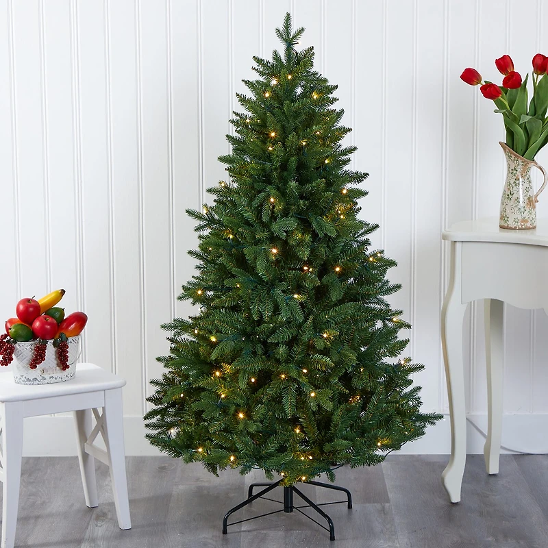 Nearly Natural 5 Foot Fir With 150 Led Lights Pre-Lit Christmas Tree