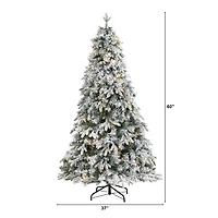 Nearly Natural 5 Foot Flocked Vermont Mixed Pine With 150 Clear Led Lights Pre-Lit Christmas Tree