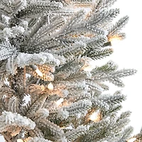 Nearly Natural 3 Foot Flocked Fraser Fir With 481 Bendable Branches And 200 Warm White Lights Pre-Lit Christmas Tree