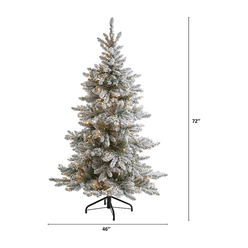 Nearly Natural 6 Foot West Virginia Flocked Spruce With 850 Bendable Branches And 300 Clear Lights Pre-Lit Christmas Tree