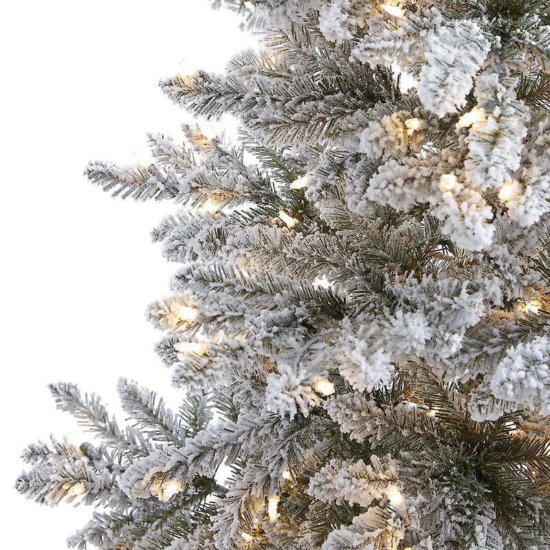 Nearly Natural 6 Foot West Virginia Flocked Spruce With 850 Bendable Branches And 300 Clear Lights Pre-Lit Christmas Tree