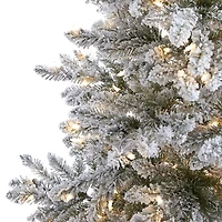 Nearly Natural 6 Foot West Virginia Flocked Spruce With 850 Bendable Branches And 300 Clear Lights Pre-Lit Christmas Tree