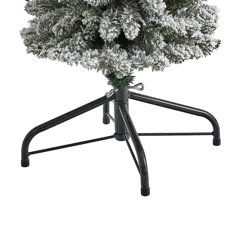 Nearly Natural Foot Flocked Pencil Pine With Bendable Branches And Clear Lights Pre-Lit Christmas Tree