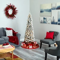Nearly Natural 6 Foot Pencil Flocked Pine With 438 Bendable Branches And 300 Clear Lights Pre-Lit Christmas Tree