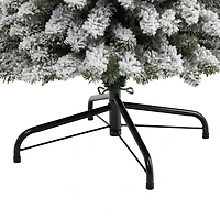 Nearly Natural 7 Foot Flocked Pencil Pine With 574 Bendable Branches And 400 Clear Lights Pre-Lit Christmas Tree