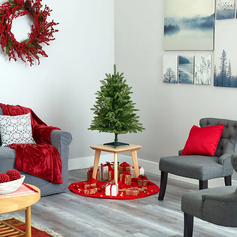 Nearly Natural 3 Foot Snowed Grand Teton Fir With 111 Bendable Branches And 50 Clear Lights Pre-Lit Christmas Tree
