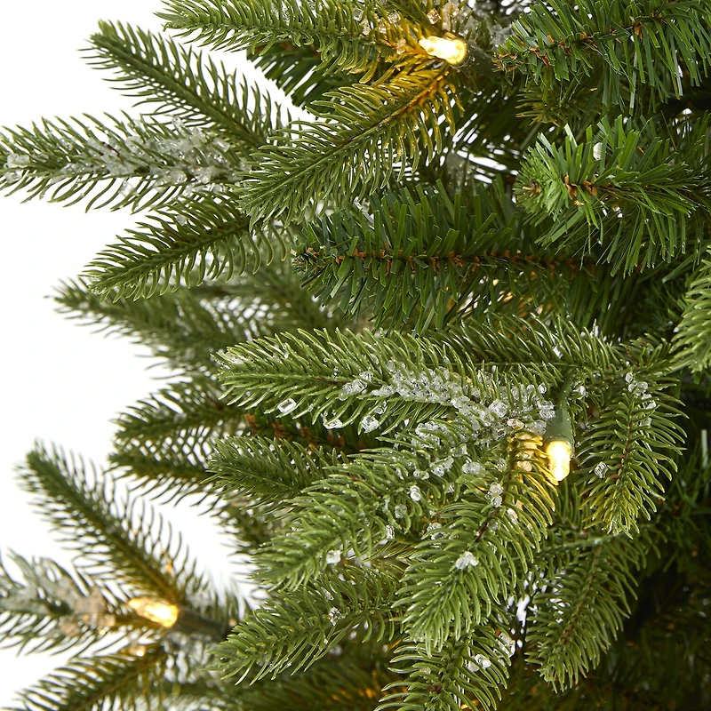 Nearly Natural 3 Foot Snowed Grand Teton Fir With 111 Bendable Branches And 50 Clear Lights Pre-Lit Christmas Tree