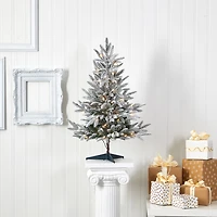 Nearly Natural 3 Foot Manchester Flocked Spruce Pre-Lit Christmas Tree