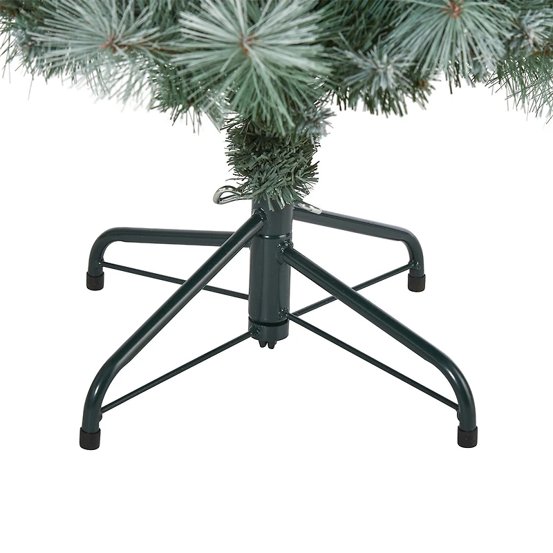 Nearly Natural Foot Frosted Pine With Pine Cones And Bendable Branches And Clear Lights Pre-Lit Christmas Tree