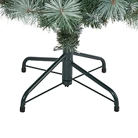 Nearly Natural Foot Frosted Pine With Pine Cones And Bendable Branches And Clear Lights Pre-Lit Christmas Tree