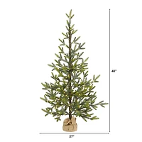 Nearly Natural 4 Foot Fir With Burlap Base Pre-Lit Christmas Tree