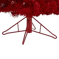 Nearly Natural 4 Foot Red Fir With 270 Bendable Branches And 100 Red Lights And 14 Globe Bulbs Pre-Lit Christmas Tree