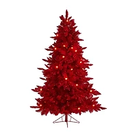 Nearly Natural 6 Foot Fir With 748 Bendable Branches And 350 Red Lights And 33 Globe Bulbs Pre-Lit Christmas Tree