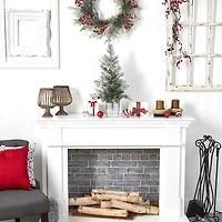 Nearly Natural 2 Foot Frosted Fir With Pinecones In Decorative Planter Pre-Lit Christmas Tree