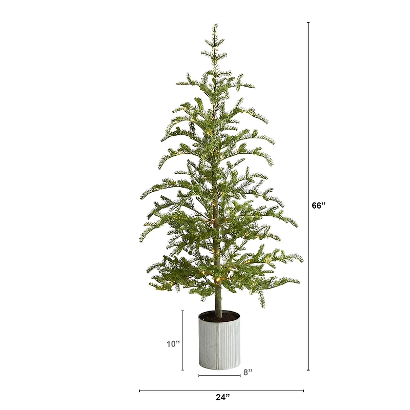 Nearly Natural Christmas In Decorative Planter With 150 Lights 5 1/2 Foot Pre-Lit Pine Christmas Tree