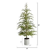 Nearly Natural Christmas In Decorative Planter With 150 Lights 5 1/2 Foot Pre-Lit Pine Christmas Tree