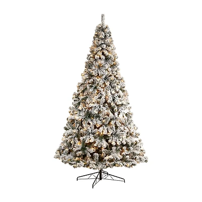 Nearly Natural 10 Foot West Virginia Flocked Fir With 1680 Tips And 800 Clear Led Lights Pre-Lit Christmas Tree