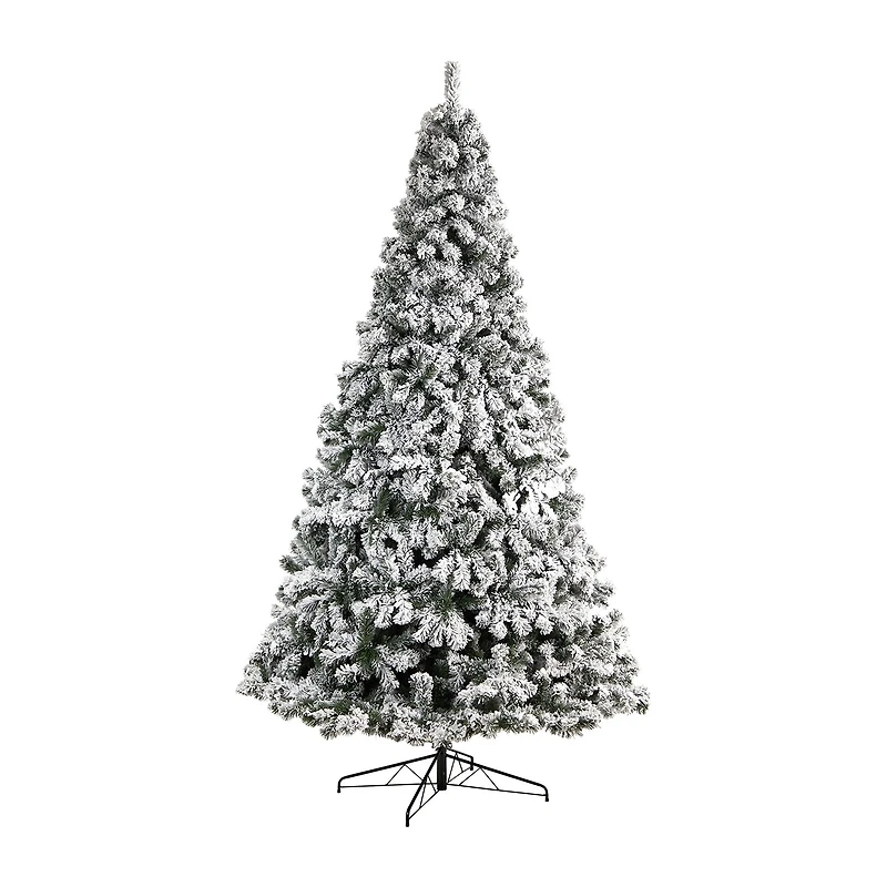 Nearly Natural 10 Foot West Virginia Flocked Fir With 1680 Tips And 800 Clear Led Lights Pre-Lit Christmas Tree