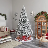 Nearly Natural 10 Foot West Virginia Flocked Fir With 1680 Tips And 800 Clear Led Lights Pre-Lit Christmas Tree