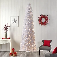 Nearly Natural 10 Foot White Fir With 2420 Bendable Branches And 800 Warm White Led Lights Pre-Lit Christmas Tree