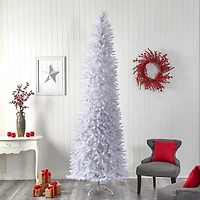 Nearly Natural 10 Foot White Fir With 2420 Bendable Branches And 800 Warm White Led Lights Pre-Lit Christmas Tree