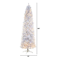 Nearly Natural 9 Foot Slim White Fir Pre-Lit Christmas Tree
