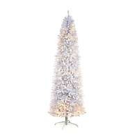 Nearly Natural 9 Foot Slim White Fir Pre-Lit Christmas Tree