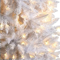 Nearly Natural 9 Foot Slim White Fir Pre-Lit Christmas Tree