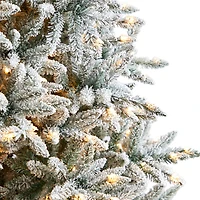 Nearly Natural 8 Foot West Virginia Flocked Spruce With 1856 Bendable Branches And 600 Clear Lights Pre-Lit Christmas Tree