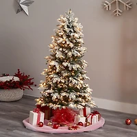 Nearly Natural Foot North Carolina Flocked Fir With Bendable Branches And Warm White Lights Pre-Lit Christmas Tree