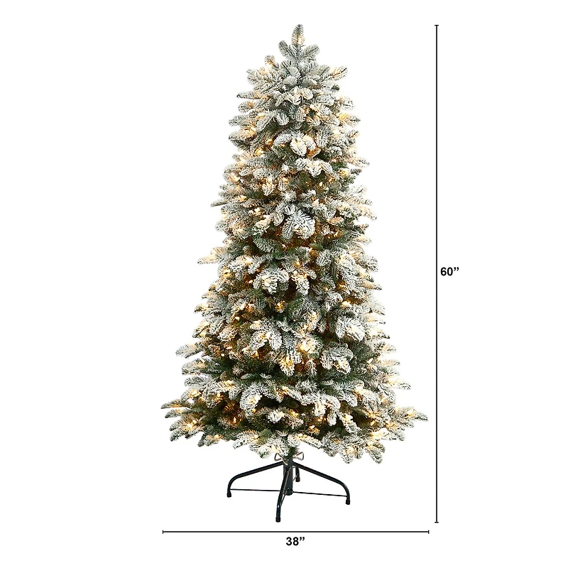 Nearly Natural Foot North Carolina Flocked Fir With Bendable Branches And Warm White Lights Pre-Lit Christmas Tree