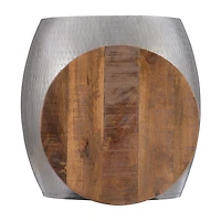 Kirkglen Wood and Glass Drum Side Table