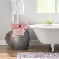 Kirkglen Wood and Glass Drum Side Table