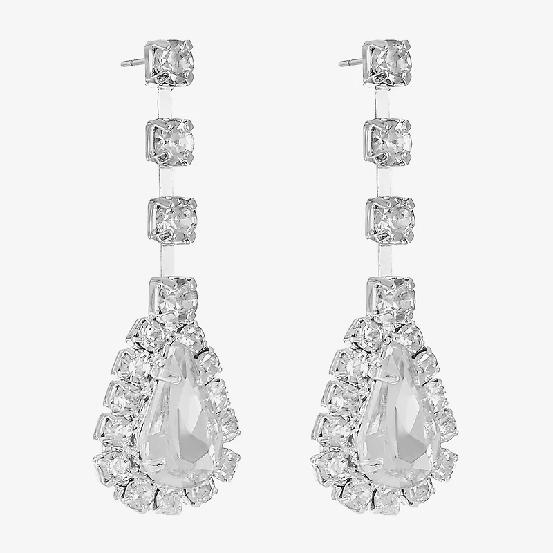 Monet Jewelry Timeless Silver Tone Womens Glass Hypoallergenic Drop Earrings