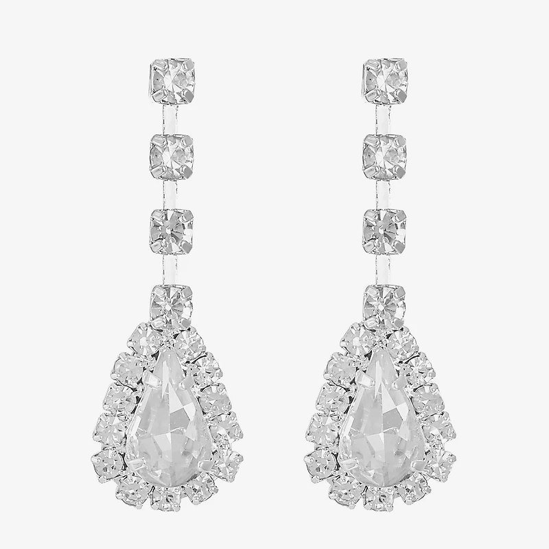Monet Jewelry Timeless Silver Tone Womens Glass Hypoallergenic Drop Earrings