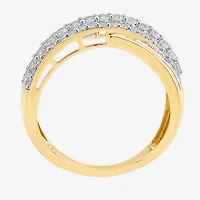 Womens 3/4 CT. T.W. Lab Grown White Diamond 10K Gold Crossover Band