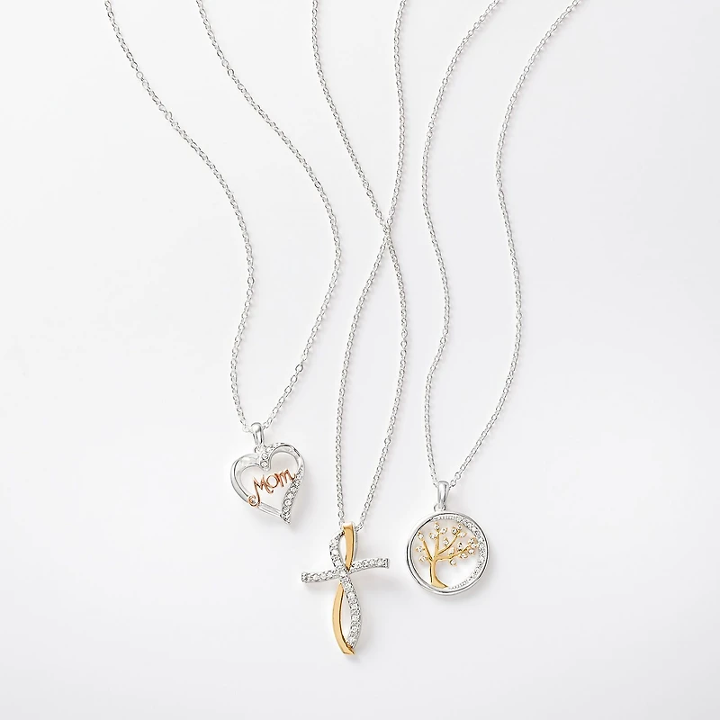 Gratitude & Grace Womens Cubic Zirconia Pure Silver Over Brass Cross 16 Inch Pendant Necklace