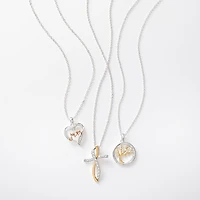 Gratitude & Grace Womens Cubic Zirconia Pure Silver Over Brass Cross 16 Inch Pendant Necklace