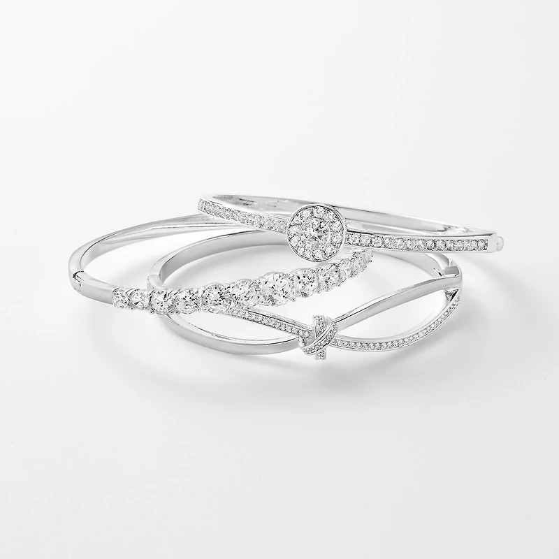 Sparkle Allure Womens Cubic Zirconia Pure Silver Over Brass Bangle Bracelet