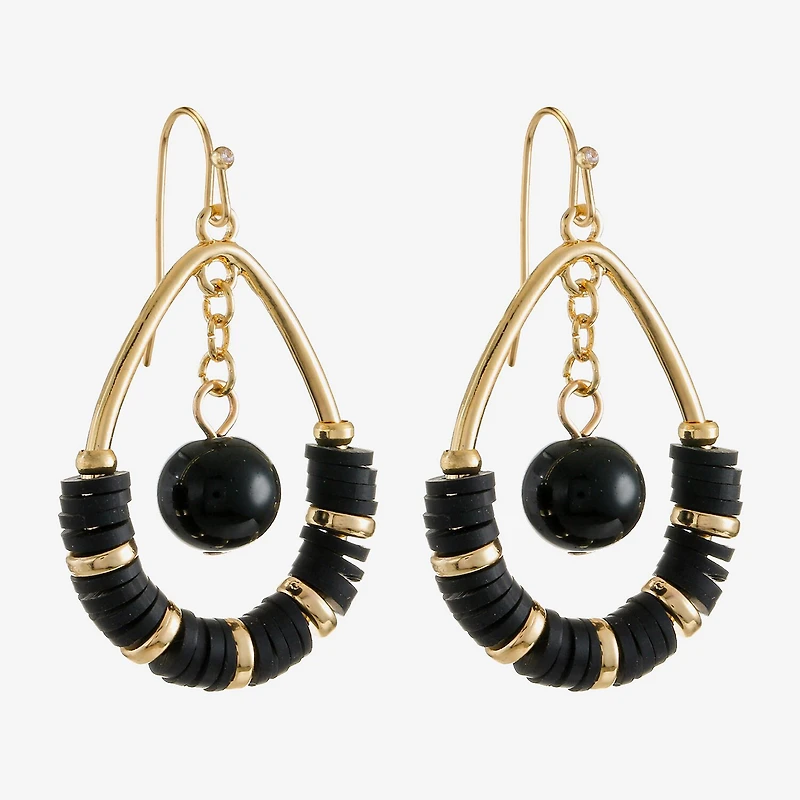 Mixit Gold Tone & Black Tear Womens Drop Earrings