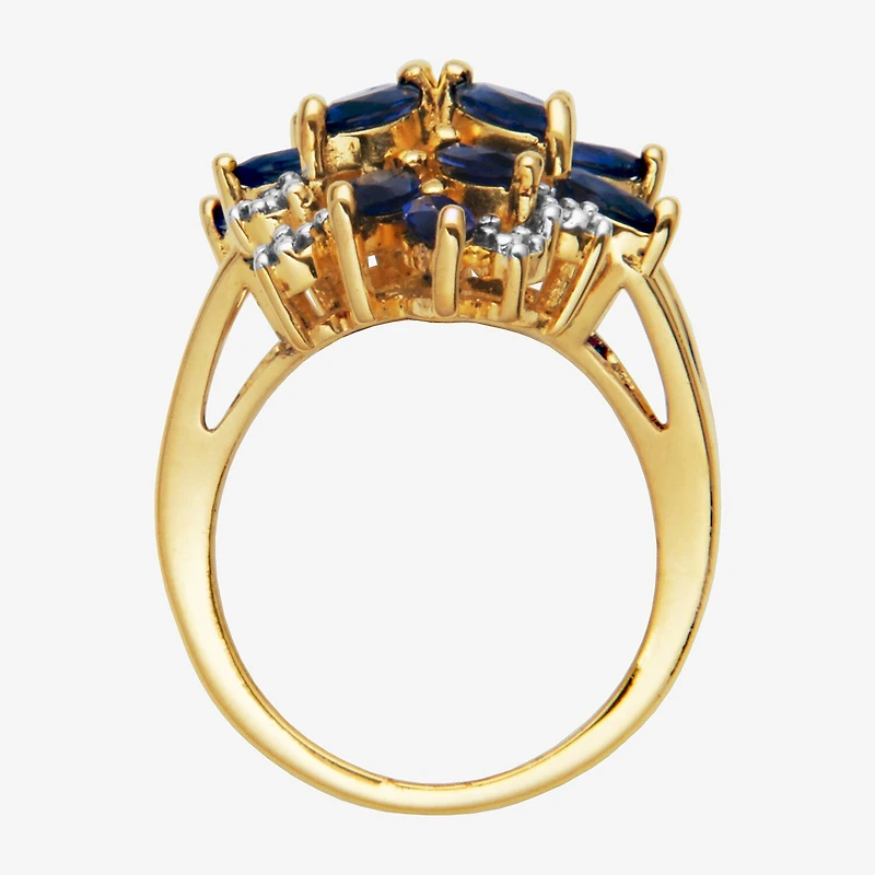14K Gold over Silver Lab-Created Gemstone Flower Ring