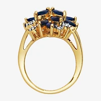 14K Gold over Silver Lab-Created Gemstone Flower Ring