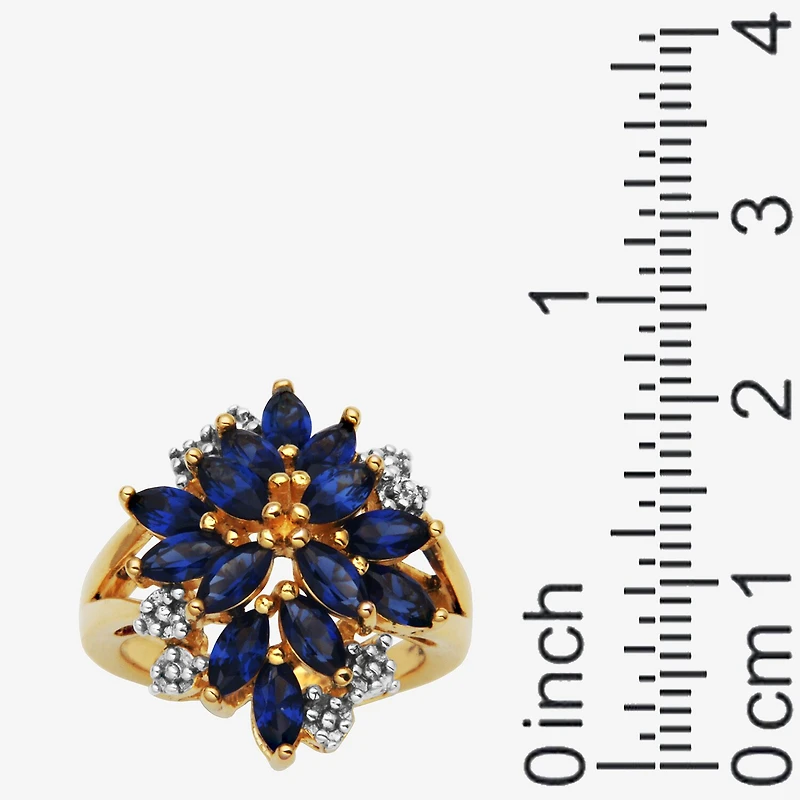 14K Gold over Silver Lab-Created Gemstone Flower Ring