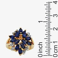 14K Gold over Silver Lab-Created Gemstone Flower Ring